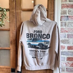 Ford Bronco Hoodie Unisex Small Tan America's Truck Graphic Pullover Sweatshirt